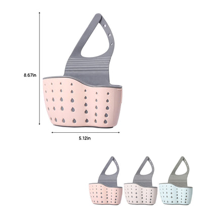 Kitchen Sink Caddy Sponge Holder, Silicone Plastic Soap Holder, Hanging Ajustable Strap Faucet Caddy with Drain Holes for Drying, 1 Pcs, 5.12x8.67 5.12" x 8.67" Green.