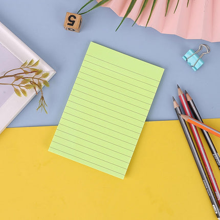 1 Pack Lined Sticky Notes 4X6 in Post, 8 Pastel Colors Large Ruled Post Sticky Colorful Super Sticking Power Memo Pads Strong Adhesive, Sticky Notes with Lines Office, Home, 50 Sheets/pad(B) C.