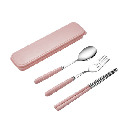Stainless Steel Portable Cutlery Set with Case - Spoon Fork Chopsticks Utensil Kit for Office School Picnic Travel Bento Lunch, Up to 60% OFF Pink.