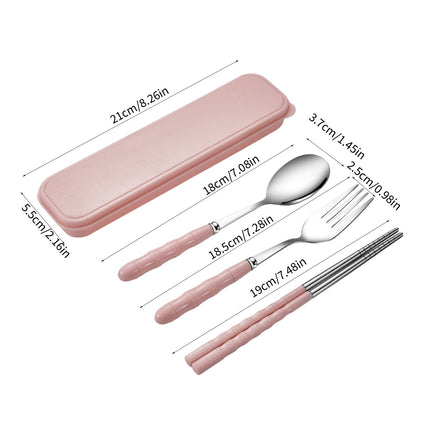 Stainless Steel Portable Cutlery Set with Case - Spoon Fork Chopsticks Utensil Kit for Office School Picnic Travel Bento Lunch, Up to 60% OFF Pink.