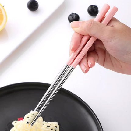 Stainless Steel Portable Cutlery Set with Case - Spoon Fork Chopsticks Utensil Kit for Office School Picnic Travel Bento Lunch, Up to 60% OFF Pink.