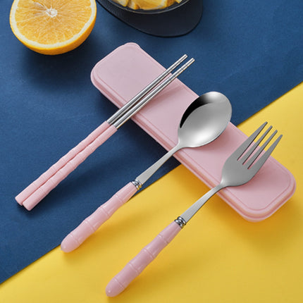 Stainless Steel Portable Cutlery Set with Case - Spoon Fork Chopsticks Utensil Kit for Office School Picnic Travel Bento Lunch, Up to 60% OFF Pink.