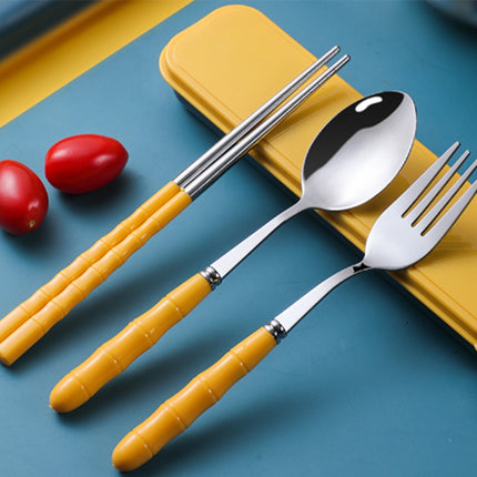 Stainless Steel Portable Cutlery Set with Case - Spoon Fork Chopsticks Utensil Kit for Office School Picnic Travel Bento Lunch, Up to 60% OFF Yellow.