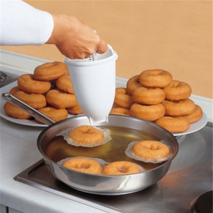 One hand Donut Maker, Manual Donut Maker, Plastic Doughnut Machine Mold, Biscuit Donut Maker, Donut-Depositor Made Waffle Dispenser Donut Kitchen Pastry Making Bake Ware Baking Tool, 3.54x.09' 3.54x.09" White.