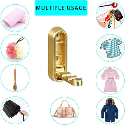Folding Coat Hook, Heavy Duty Wall Hooks Made of Zinc Alloy, Foldable Gold Wall Hooks for Hanging Coats, Scarves, Hats, Bathrobes, Keys, Bags (Gold/1 Pcs) 2.9x0.9 2.9" x 0.9" Gold.