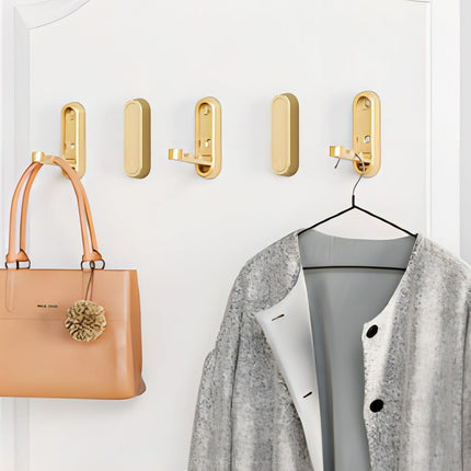 Folding Coat Hook, Heavy Duty Wall Hooks Made of Zinc Alloy, Foldable Gold Wall Hooks for Hanging Coats, Scarves, Hats, Bathrobes, Keys, Bags (Gold/1 Pcs) 2.9x0.9 2.9" x 0.9" Gold.
