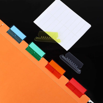 25Pieces 3 Inch Hanging File Folder Tabs and Inserts Large Clear Plastic Hanging Folder Tabs for Quick Identification,For Filing Cabinet Folders Labels Back to Supplies, 6 Colors (Yellow) Red.