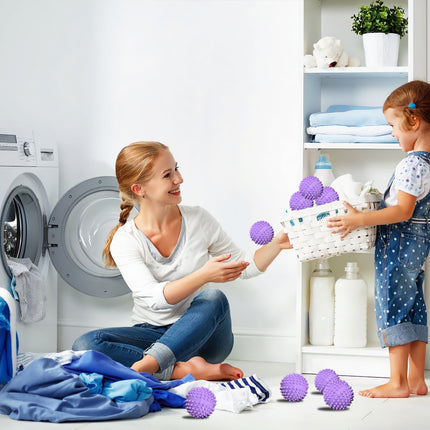 Reusable Dryer Balls for Laundry,Anti Static Drying Balls Reduce Wrinkles,Set of 6 in Royal Blue Light Pink Purple,Gentle on Fabrics and Clothes Royal Blue Light Pink Purple.