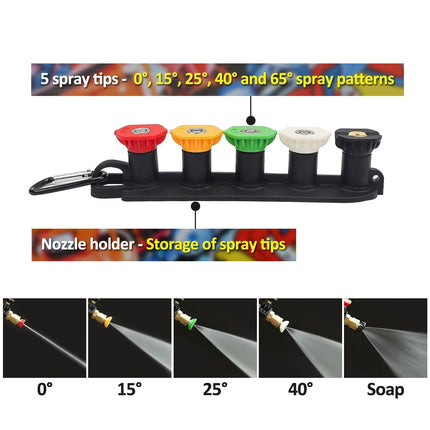 Pressure Washer Tips, Set of 5 Pressure Washer Nozzle Tips with Nozzle Holder, Quick Connect Power Washer Tips, Multiple Degrees Rinse Kit, Pressure Washer Accessories, for Hot and Cold (Camouflage) Camouflage.