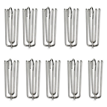Stainless Steel Drapery Hook and Pin for Pleated Drapes,Heavy Duty 4 Prongs Pinch Pleat Clips Traverse Pleater 4 End Curtain Hangers for Window Door Bathroom Curtain, 10 Pcs, 2.76Inches 2.76" Silver.