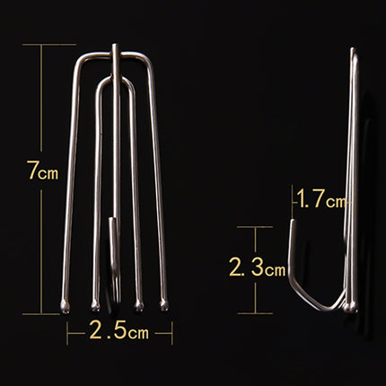 Stainless Steel Drapery Hook and Pin for Pleated Drapes,Heavy Duty 4 Prongs Pinch Pleat Clips Traverse Pleater 4 End Curtain Hangers for Window Door Bathroom Curtain, 10 Pcs, 2.76Inches 2.76" Silver.