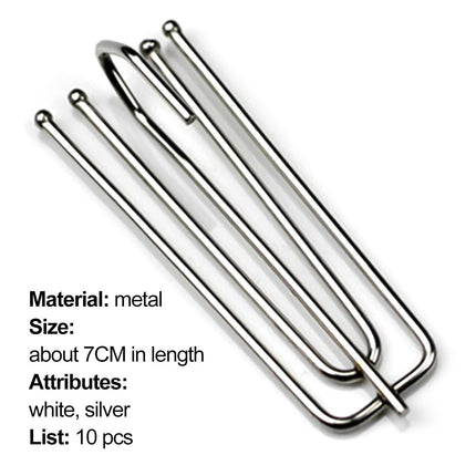Stainless Steel Drapery Hook and Pin for Pleated Drapes,Heavy Duty 4 Prongs Pinch Pleat Clips Traverse Pleater 4 End Curtain Hangers for Window Door Bathroom Curtain, 10 Pcs, 2.76Inches 2.76" Silver.