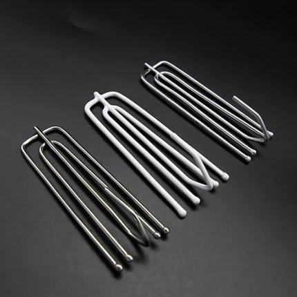 Stainless Steel Drapery Hook and Pin for Pleated Drapes,Heavy Duty 4 Prongs Pinch Pleat Clips Traverse Pleater 4 End Curtain Hangers for Window Door Bathroom Curtain, 10 Pcs, 2.76Inches 2.76" Silver.