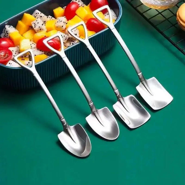 Dessert Spoon, Heavy Duty Shovel Shape Stainless Steel Spoons Ice Cream Fruit Spoon for Home Kitchen or Restaurant, 1 Pcs, 1.34x6.1 1.34" x 6.1" Silver/1 Pcs.