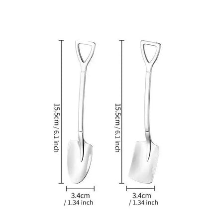 Dessert Spoon, Heavy Duty Shovel Shape Stainless Steel Spoons Ice Cream Fruit Spoon for Home Kitchen or Restaurant, 1 Pcs, 1.34x6.1 1.34" x 6.1" Silver/1 Pcs.