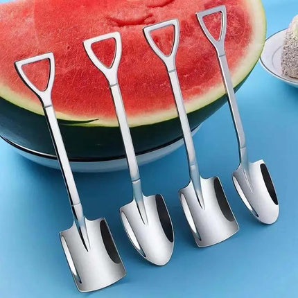 Dessert Spoon, Heavy Duty Shovel Shape Stainless Steel Spoons Ice Cream Fruit Spoon for Home Kitchen or Restaurant, 1 Pcs, 1.34x6.1 1.34" x 6.1" Silver/1 Pcs.