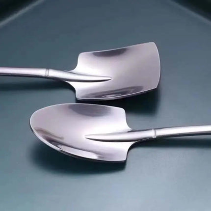 Dessert Spoon, Heavy Duty Shovel Shape Stainless Steel Spoons Ice Cream Fruit Spoon for Home Kitchen or Restaurant, 1 Pcs, 1.34x6.1 1.34" x 6.1" Silver/1 Pcs.