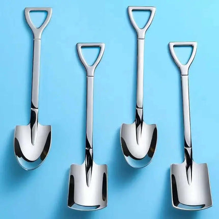 Dessert Spoon, Heavy Duty Shovel Shape Stainless Steel Spoons Ice Cream Fruit Spoon for Home Kitchen or Restaurant, 1 Pcs, 1.34x6.1 1.34" x 6.1" Silver/1 Pcs.