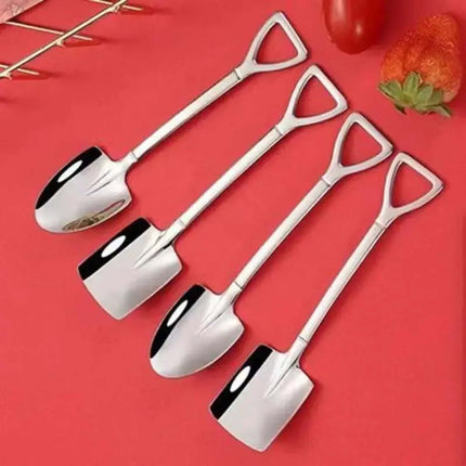 Dessert Spoon, Heavy Duty Shovel Shape Stainless Steel Spoons Ice Cream Fruit Spoon for Home Kitchen or Restaurant, 1 Pcs, 1.34x6.1 1.34" x 6.1" Silver/1 Pcs.
