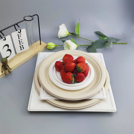 6 inch Round Disposable White Bagasse Dinner Plate, 100% Compostable Natural Sugarcane Fibers, Heavy Duty Leak-Proof Environmentaly Friendly, Biodegradable - 1 Count 6" White.