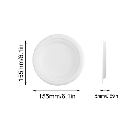 6 inch Round Disposable White Bagasse Dinner Plate, 100% Compostable Natural Sugarcane Fibers, Heavy Duty Leak-Proof Environmentaly Friendly, Biodegradable - 1 Count 6" White.
