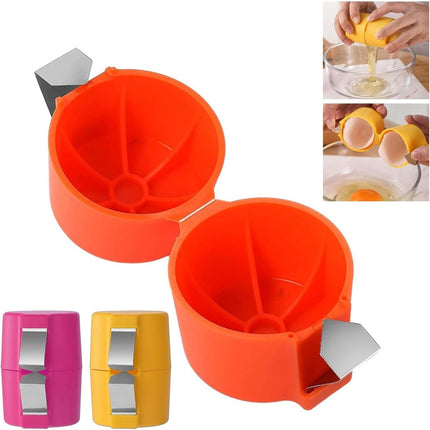 Egg Cracking Tool for Raw Eggs, Efficient Egg Shell Opener Handheld Egg Peeler Tool Egg Cracker Separator Multifunctional Egg Breaker for Cooking Camping Kitchen Gadgets, 2.55x2.83 2.55" x 2.83" Orange.