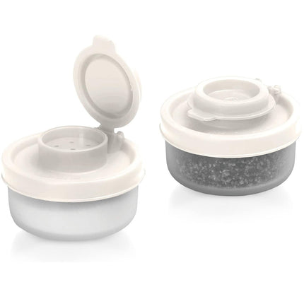 Mini Portable Seasoning Containers Set Salt Pepper Shakers for Camping Picnic Travel Lunch Box Kitchen Utensils Reusable Plastic Spice Jars with Screw Caps,Up to 60% OFF White.