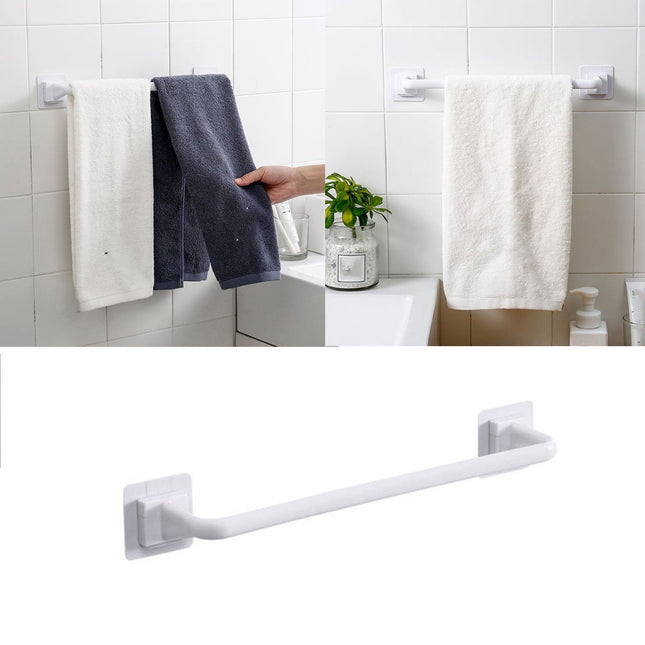 Self Adhesive Towel Bar, Heavy Duty No Drill Hand Towel Hanger for Bathroom and Kitchen Towel Storage Self, (Black/1 Pcs) 15Inches 15" Black.