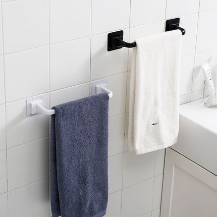 Self Adhesive Towel Bar, Heavy Duty No Drill Hand Towel Hanger for Bathroom and Kitchen Towel Storage Self, (Black/1 Pcs) 15Inches 10.63" White.