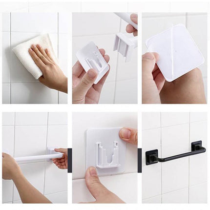 Self Adhesive Towel Bar, Heavy Duty No Drill Hand Towel Hanger for Bathroom and Kitchen Towel Storage Self, (Black/1 Pcs) 15Inches 10.63" White.