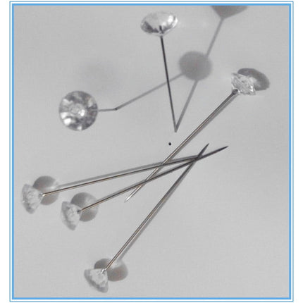 100Pcs Diamante Corsage Pins,Sewing Corsages Flower Pins, Long 2inch Floral Diamond Rhinestones Pins, Straight Head Pins for Wedding, Jewelry DIY Decoration, Quilting and Craft (White) White.