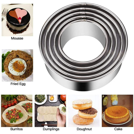 Biscuit Cookie Cutters Set, Stainless Steel Circle Round Cookie Biscuit Cutters in Graduated Sizes Shape Molds for Pastries Doughs Doughnuts, 5 Pieces Multisize Silver.