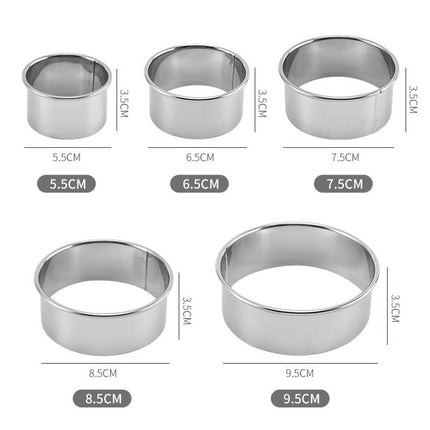 Biscuit Cookie Cutters Set, Stainless Steel Circle Round Cookie Biscuit Cutters in Graduated Sizes Shape Molds for Pastries Doughs Doughnuts, 5 Pieces Multisize Silver.
