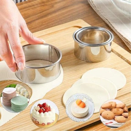 Biscuit Cookie Cutters Set, Stainless Steel Circle Round Cookie Biscuit Cutters in Graduated Sizes Shape Molds for Pastries Doughs Doughnuts, 5 Pieces Multisize Silver.