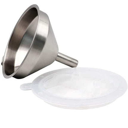 1 Pack Kitchen Funnel with 1 Removable Strainer,Premium Stainless Steel Funnel,5 Inch Food Grade Kitchen Funnels with 100 Mesh Food Filter Strainer for Filling Bottles,Oils, Juice,Wine(silver) silver.