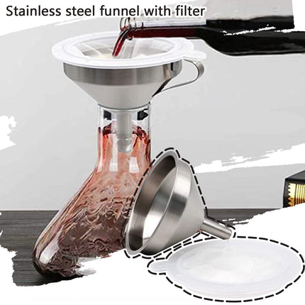 1 Pack Kitchen Funnel with 1 Removable Strainer,Premium Stainless Steel Funnel,5 Inch Food Grade Kitchen Funnels with 100 Mesh Food Filter Strainer for Filling Bottles,Oils, Juice,Wine(silver) silver.