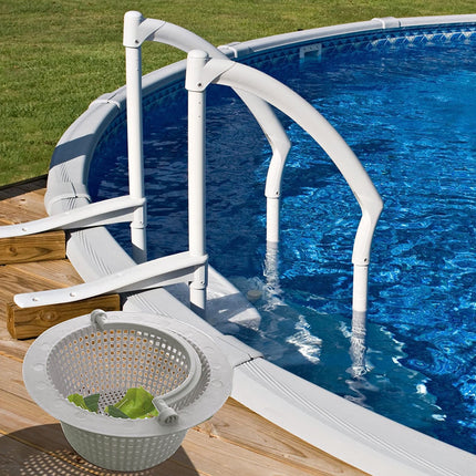 Above Ground Pool Thru-Wall Skimmer Basket with Handles, Swimming Pool Replacement Basket, Standard Small Thru-Wall Size - Skim Remove Debris, Cleanout Leaves, 1 Pcs, 6.3x3.15 6.3" x 3.15" White.