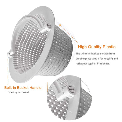Above Ground Pool Thru-Wall Skimmer Basket with Handles, Swimming Pool Replacement Basket, Standard Small Thru-Wall Size - Skim Remove Debris, Cleanout Leaves, 1 Pcs, 6.3x3.15 6.3" x 3.15" White.