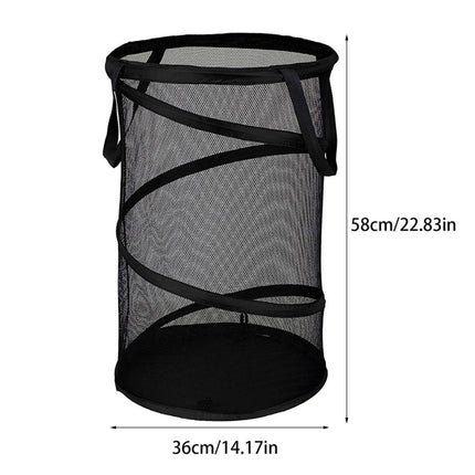 Large Collapsible Laundry Basket, Heavy Duty Foldable Mesh Pop Up Hamper with Handles for Laundry Room, Bathroom, WashRoom, College Dorm, Travel, Storage Organizer, 14.17x22.83 14.17" x 22.83" White.