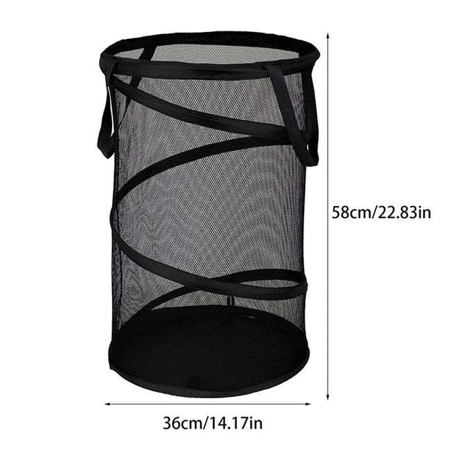Large Collapsible Laundry Basket, Heavy Duty Foldable Mesh Pop Up Hamper with Handles for Laundry Room, Bathroom, WashRoom, College Dorm, Travel, Storage Organizer, 14.17x22.83 14.17" x 22.83" White.