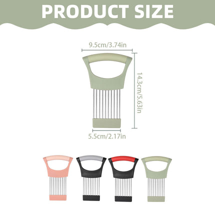 Onion Holder for Slicing Onion, Slice Holder Kitchen Chopper Assistant Tool, Vegetable Cutter with Protective Cover for Tomato, Lemon, Potato, Egg, Food Slice Assistant, Home Kitchen Tool, 2 Pcs 3.74" x 5.63" Green/2 Pcs.