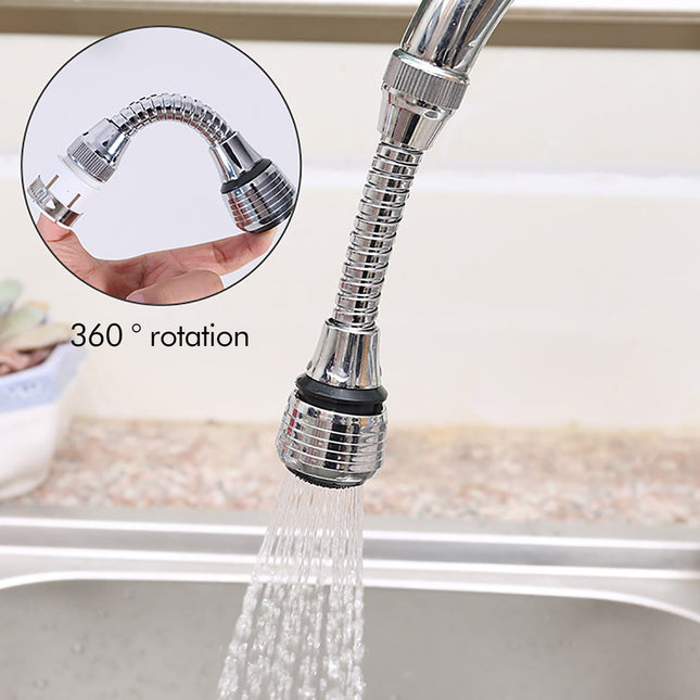 Flexible Faucet Sprayer Attachment, Heavy Duty 360 ° Kitchen Sink Aerator, Extender ABS Polished Chrome for Cold Hot Water (Silver/2 Pack) 5.51x2.35 5.51" x 2.35" Silver.