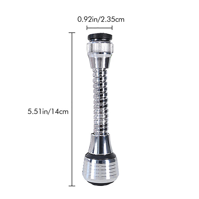 Flexible Faucet Sprayer Attachment, Heavy Duty 360 ° Kitchen Sink Aerator, Extender ABS Polished Chrome for Cold Hot Water (Silver/2 Pack) 5.51x2.35 5.51" x 2.35" Silver.