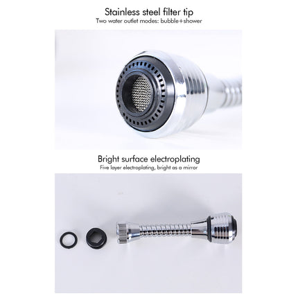 Flexible Faucet Sprayer Attachment, Heavy Duty 360 ° Kitchen Sink Aerator, Extender ABS Polished Chrome for Cold Hot Water (Silver/2 Pack) 5.51x2.35 5.51" x 2.35" Silver.