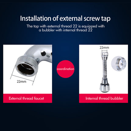 Flexible Faucet Sprayer Attachment, Heavy Duty 360 ° Kitchen Sink Aerator, Extender ABS Polished Chrome for Cold Hot Water (Silver/2 Pack) 5.51x2.35 5.51" x 2.35" Silver.