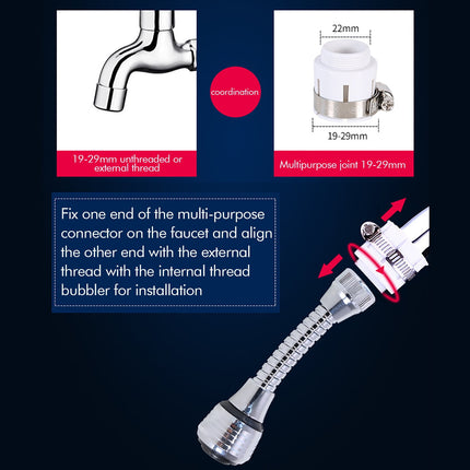 Flexible Faucet Sprayer Attachment, Heavy Duty 360 ° Kitchen Sink Aerator, Extender ABS Polished Chrome for Cold Hot Water (Silver/2 Pack) 5.51x2.35 5.51" x 2.35" Silver.