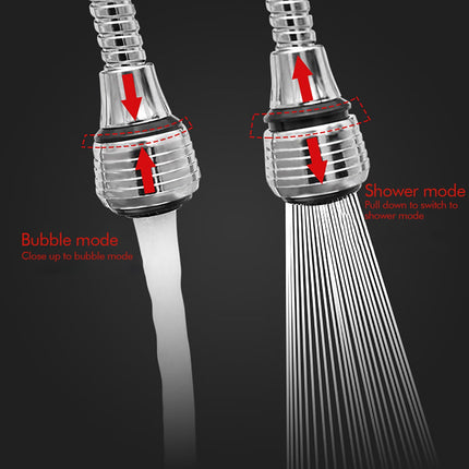 Flexible Faucet Sprayer Attachment, Heavy Duty 360 ° Kitchen Sink Aerator, Extender ABS Polished Chrome for Cold Hot Water (Silver/2 Pack) 5.51x2.35 5.51" x 2.35" Silver.