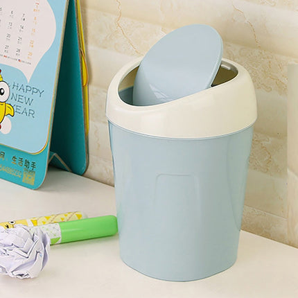 Plastic Mini Trash Can, Heavy Duty Wastebasket with Lid, Tiny Bathroom Trash Can with Swing lid, Small Countertop Waste Basket for Home Office Kitchen Vanity Tabletop (Green) 6.61x4.02x5.20 6.61" x 4.02" x 5.20" Green.
