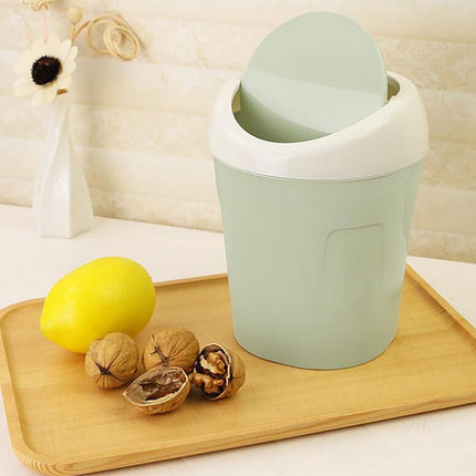 Plastic Mini Trash Can, Heavy Duty Wastebasket with Lid, Tiny Bathroom Trash Can with Swing lid, Small Countertop Waste Basket for Home Office Kitchen Vanity Tabletop (Green) 6.61x4.02x5.20 6.61" x 4.02" x 5.20" Green.
