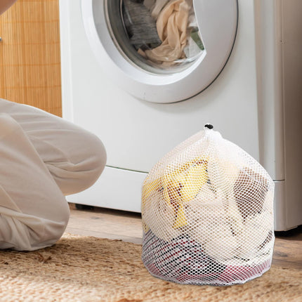 1 Pack Large Laundry Bags,Heavy Duty Diamond Mesh Laundry Bags with Drawstring Closure, Large Laundry Hamper Liner, Washable Laundry Essentials for Travel, Sports, Dorms,White (19.6in) 19.6in.
